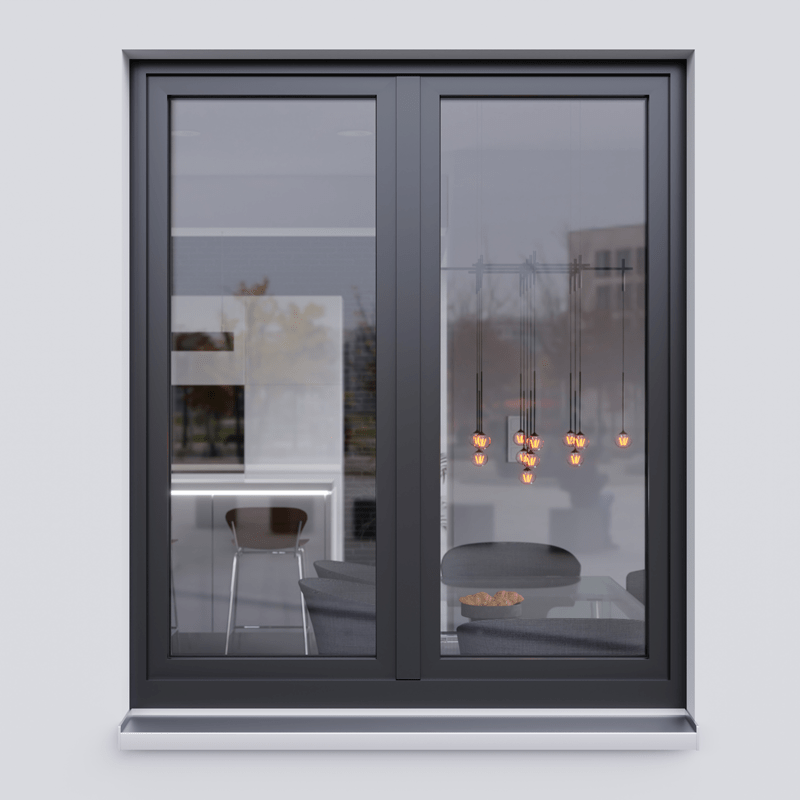Ventana de pvc, en color moderno gris antracita.